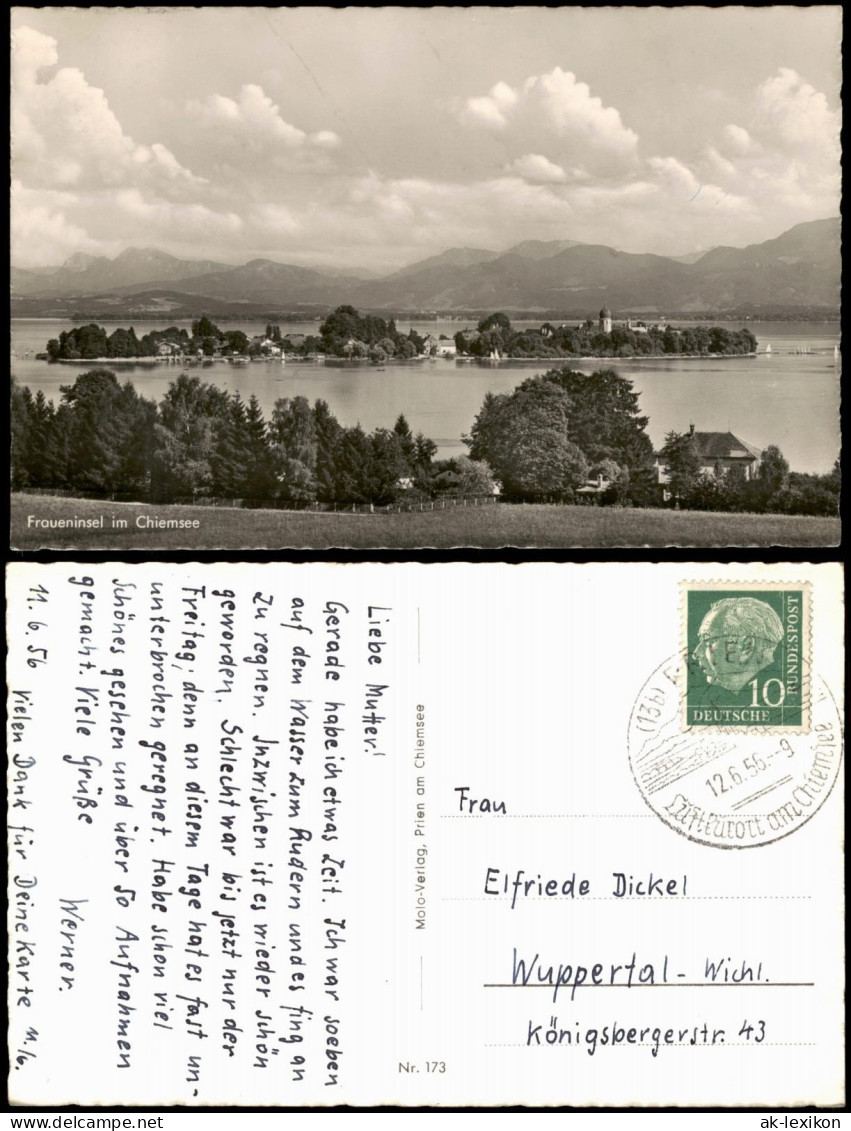 Ansichtskarte Chiemsee Fraueninsel - Chiemsee 1956 - Chiemgauer Alpen