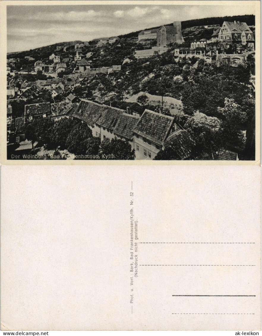 Bad Frankenhausen Der Weinberg Panorama Teilansicht Der Stadt 1930 - Bad Frankenhausen