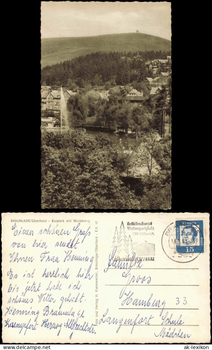 Ansichtskarte Braunlage Panorama Oberharz Kurpark Mit Wurmberg 1963 - Braunlage