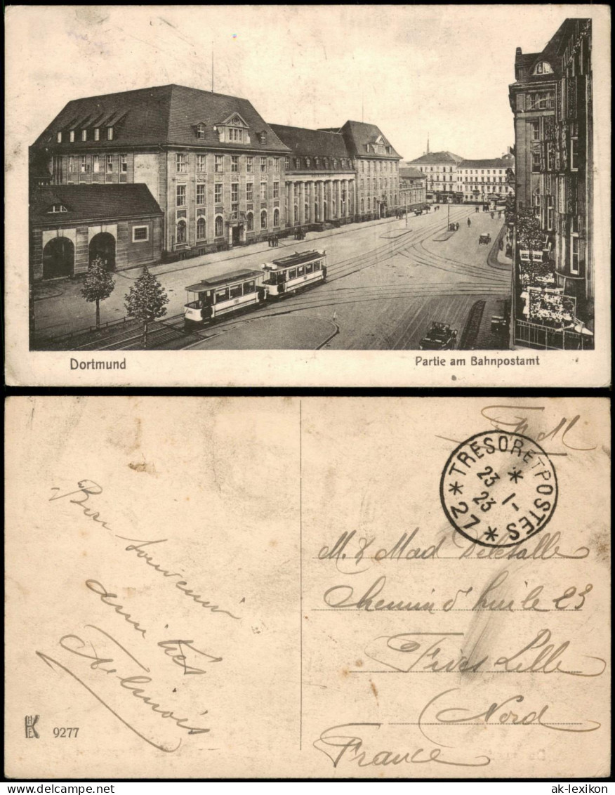 Ansichtskarte Dortmund Partie Bahnpostamt Tram 1923   Nachkrieglich Feldpost - Dortmund