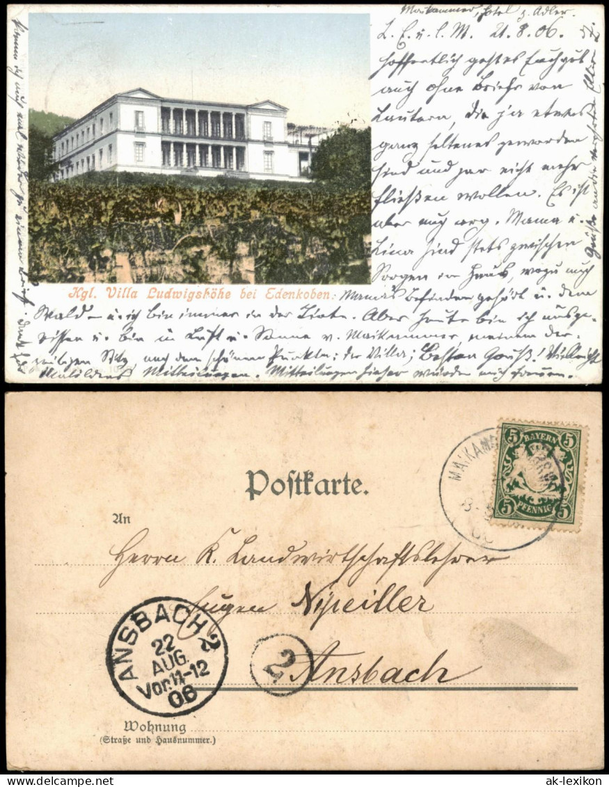 Ansichtskarte Edenkoben Villa Ludwigshöhe 1906 - Edenkoben