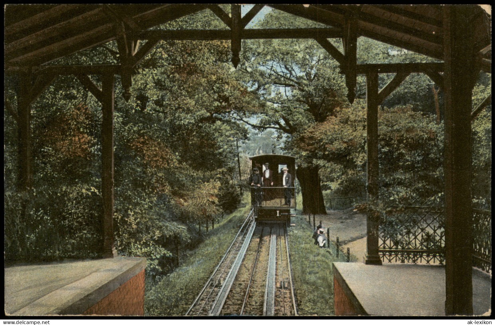 Ansichtskarte Wiesbaden Nerobergbahn, Einfahrt - Haltepunkt 1913 - Wiesbaden