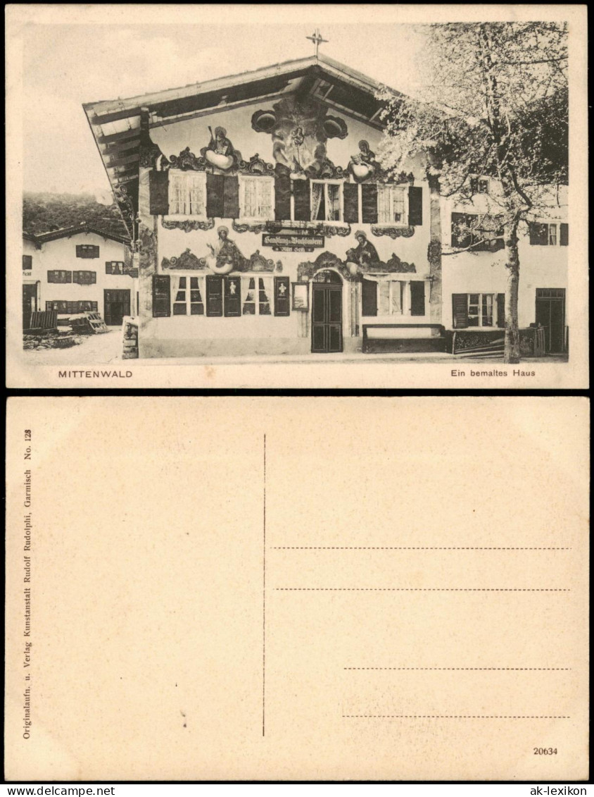 Ansichtskarte Mittenwald Bemaltes Haus - Handlung Und Buchbinderei 1926 - Mittenwald