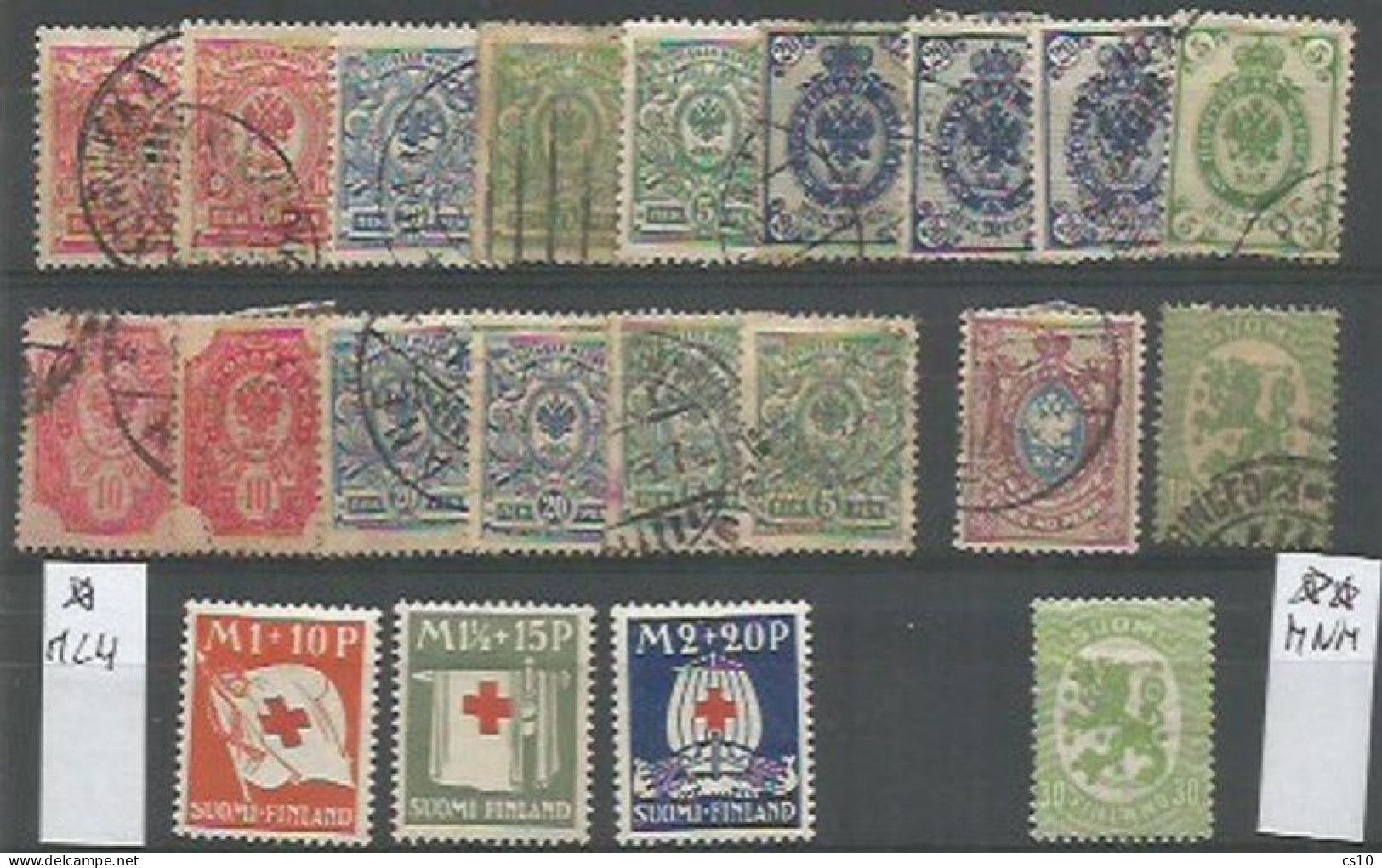 Old Russia Empire & Area #13 scans Study lot of 490 pcs Mint/Used including Suomi Finland Levant, some piece, imperf