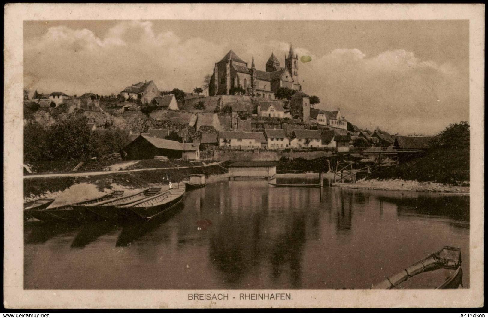 Ansichtskarte Breisach (Rhein) Rheinhafen 1916  Gel. Feldpost 1. Batterie - Breisach
