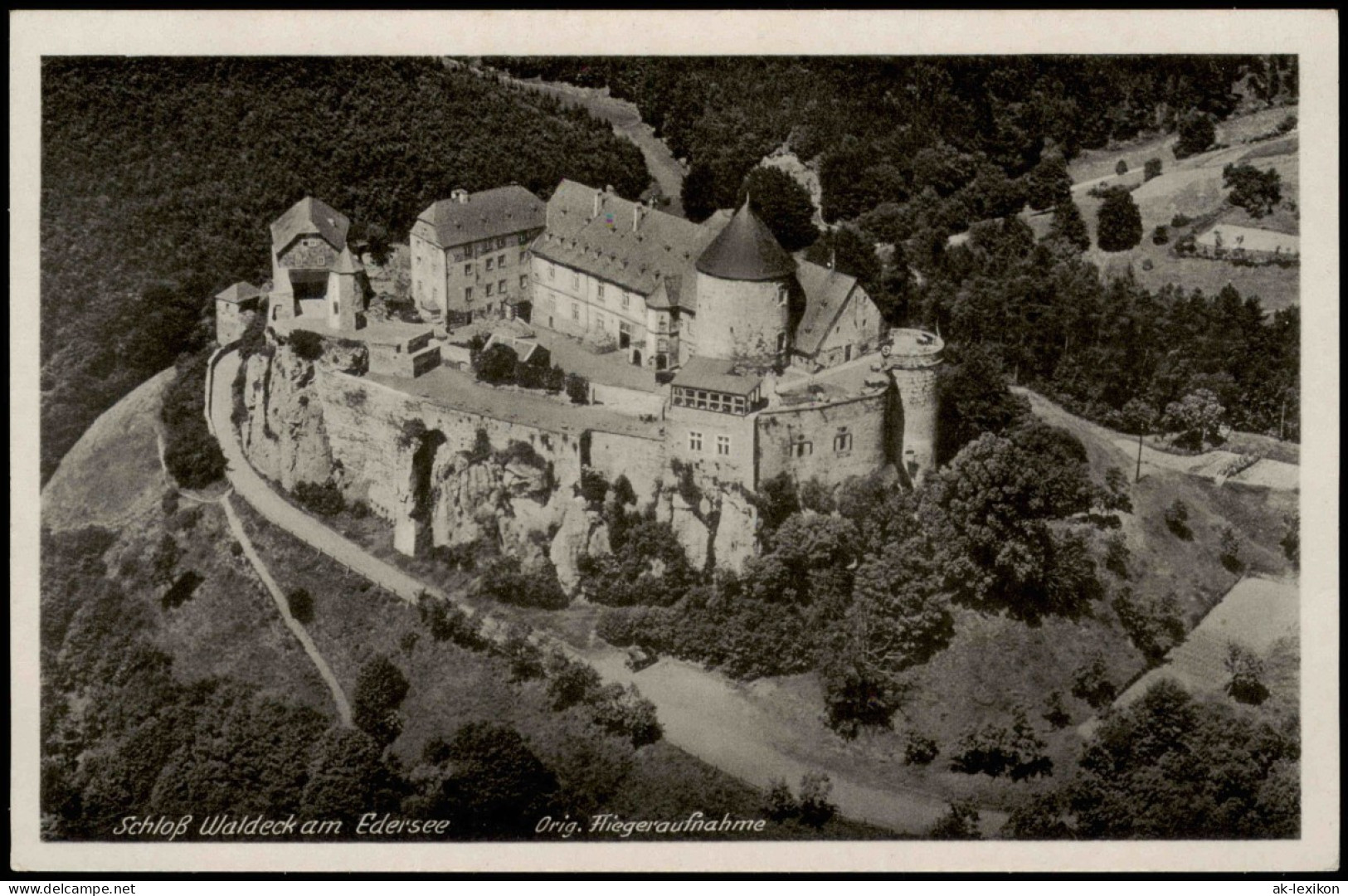 Waldeck (am Edersee) Schloß Waldeck Fliegeraufnahme Luftbild 1932 - Waldeck