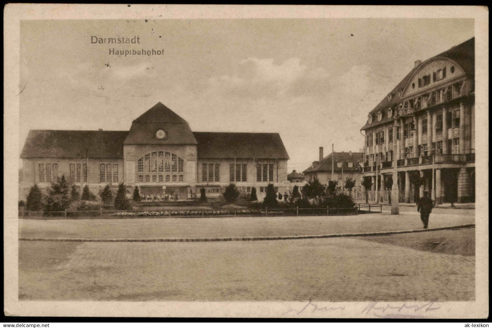 Ansichtskarte Darmstadt Partie Am Bahnhof 1918 - Darmstadt