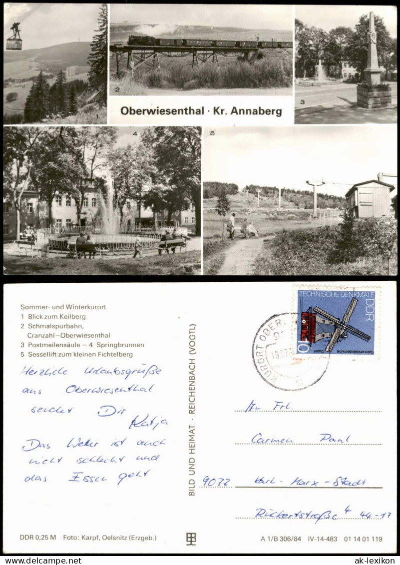 Oberwiesenthal Keilberg Schmalspurbahn Postmeilensäule Springbrunnen MB 841984 - Oberwiesenthal