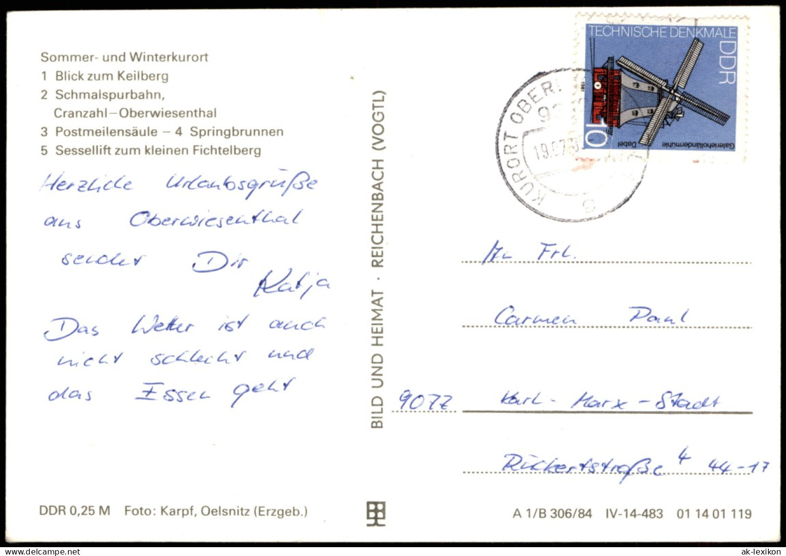 Oberwiesenthal Keilberg Schmalspurbahn Postmeilensäule Springbrunnen MB 841984 - Oberwiesenthal