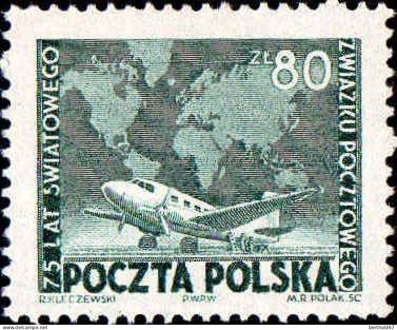 Pologne Poste N* Yv: 554/556 75.Anniversaire De L'UPU (sans Gomme) - Neufs