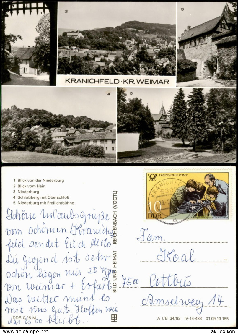 Kranichfeld DDR Mehrbild-AK Mit Niederburg, Oberschloß, Freilichtbühne Uvm. 1982 - Kranichfeld