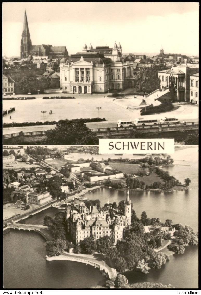 Schwerin Stadtteilansichten Museum Dom Schloss DDR Mehrbildkarte 1973 - Schwerin