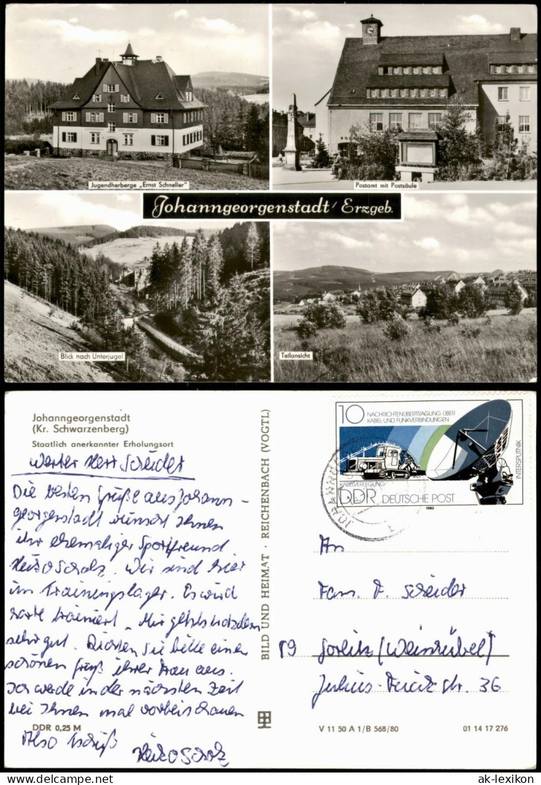 Ansichtskarte Johanngeorgenstadt Stadtteilansichten Ua Postamt 1982/1980 - Johanngeorgenstadt