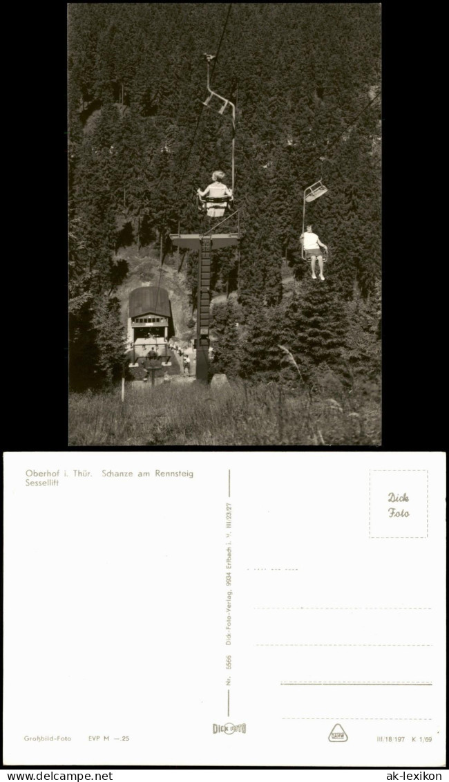 Ansichtskarte Oberhof (Thüringen) Schanze Am Rennsteig Sessellift 1969 - Oberhof
