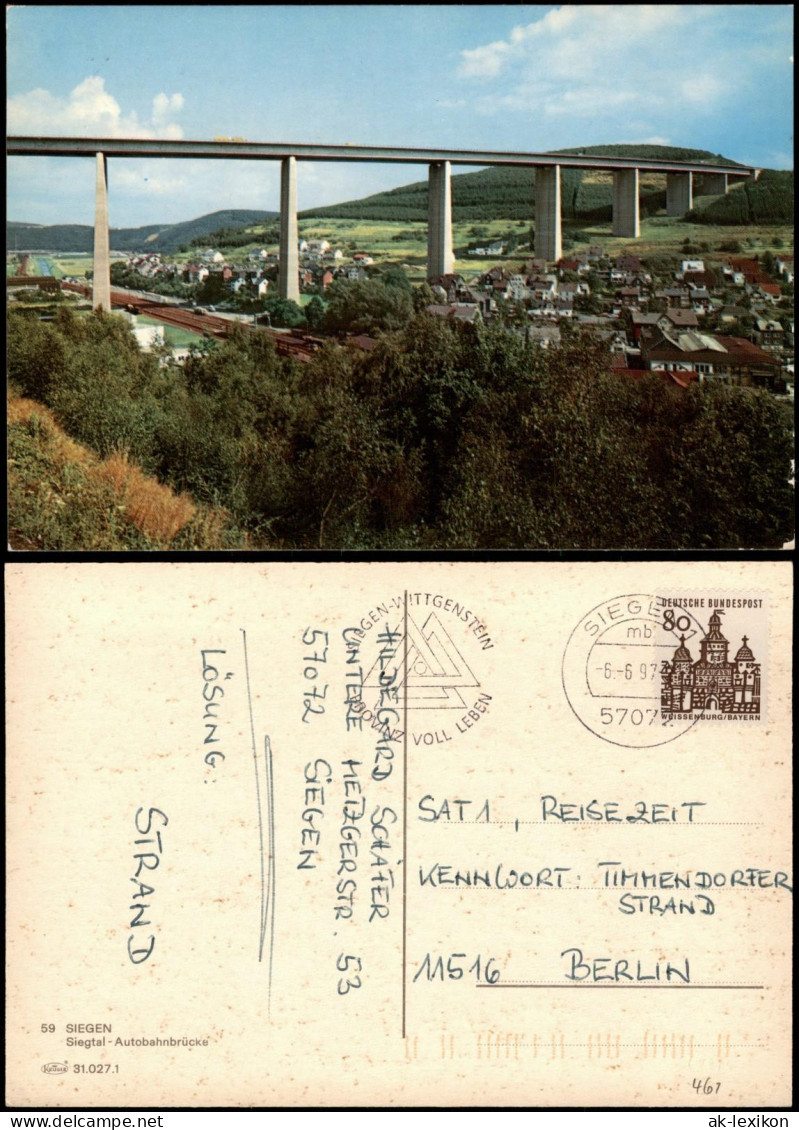 Ansichtskarte Siegen Siegtal-Autobahnbrücke 1997 - Siegen