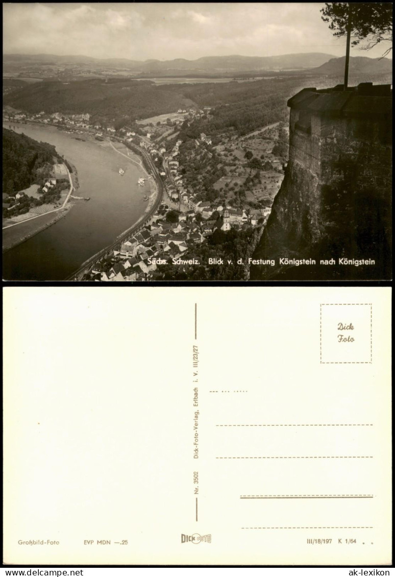 Königstein (Sächsische Schweiz) Blick V. D. Festung Nach Der StadtvElbe 1964 - Koenigstein (Saechs. Schw.)