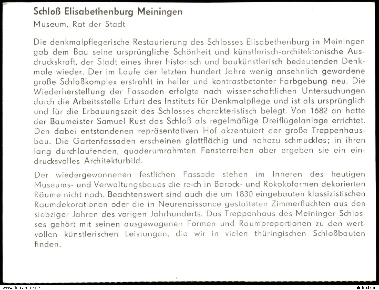 Meiningen Schloß Elisabethenburg Meiningen Museum, Rat Der Stadt 1970 - Meiningen