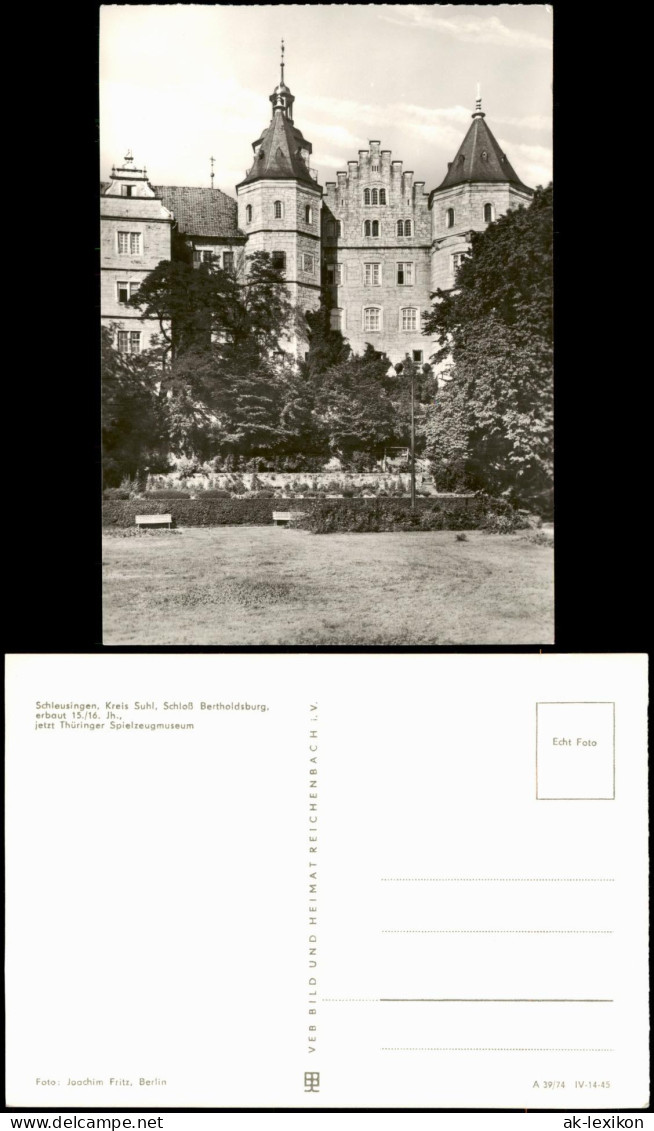 Ansichtskarte Schleusingen Schloß Bertholdsburg Mit Park 1974 - Schleusingen