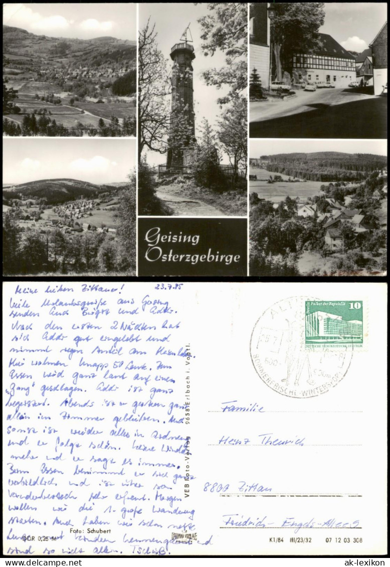 Geising-Altenberg (Erzgebirge) Aussichtsturm, Umland, Gasthaus - MB 1984 - Geising