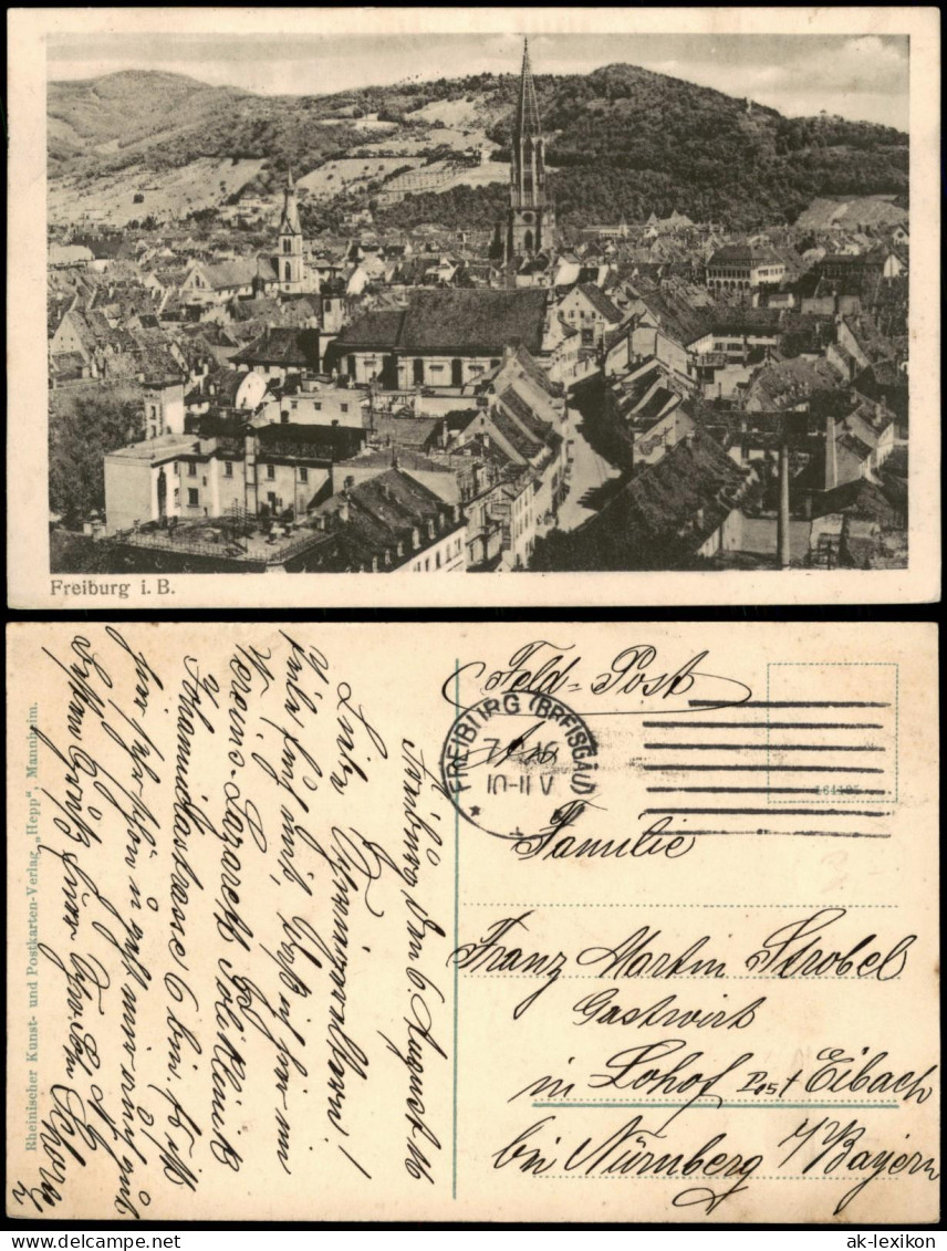 Ansichtskarte Freiburg Im Breisgau Stadtpartie 1917  Gel. Feldpost WK1 - Freiburg I. Br.