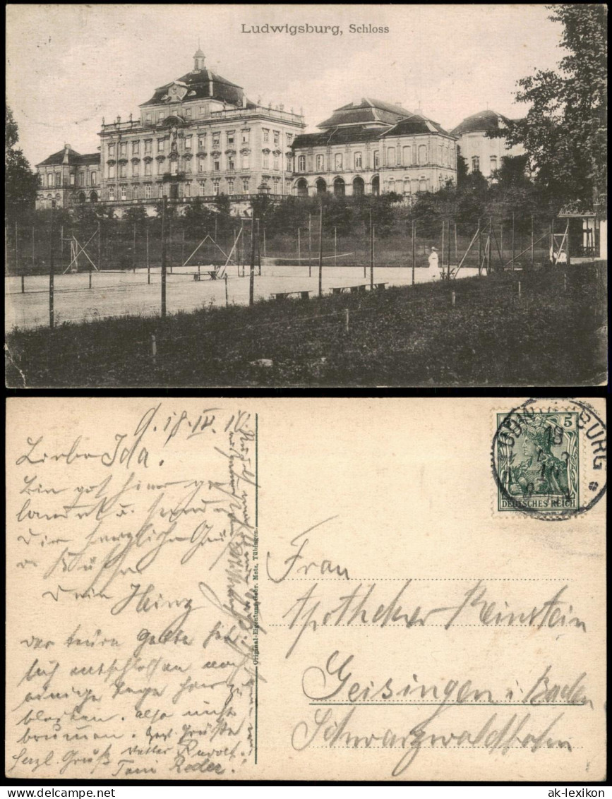 Ansichtskarte Ludwigsburg Tennisplatz Vor Dem Schloß 1914 - Ludwigsburg