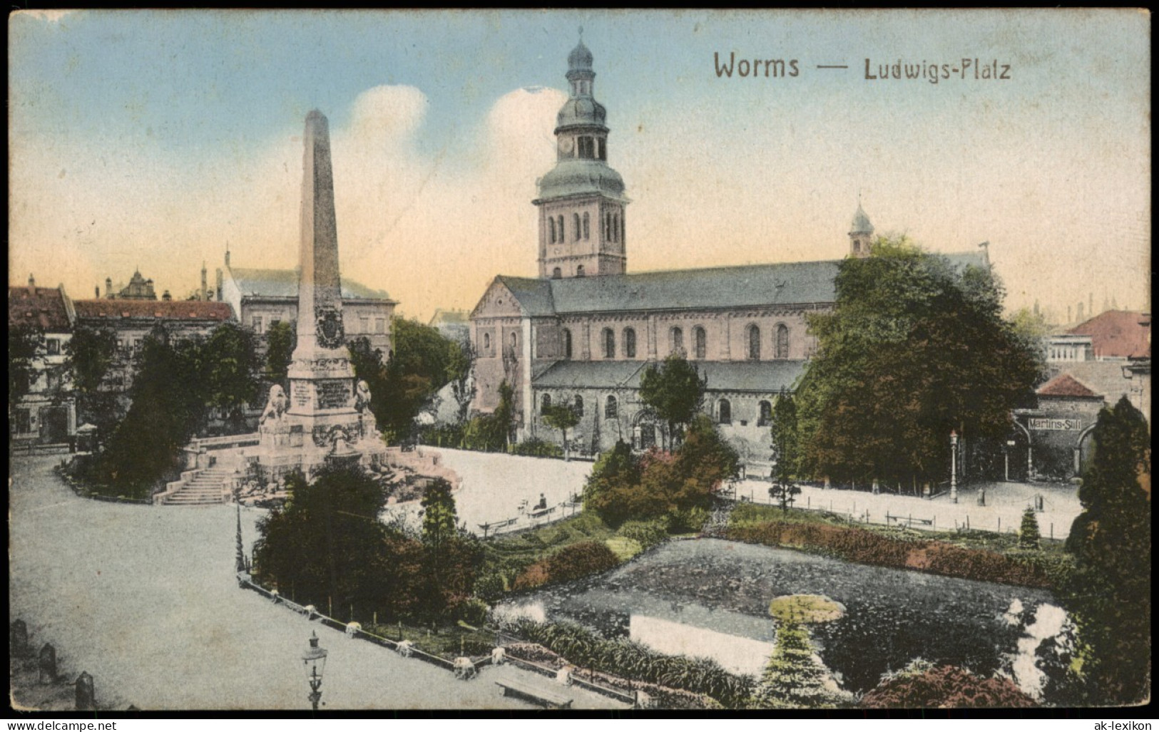 Ansichtskarte Worms Ludwigplatz - Colorierte Ak 1915 - Worms