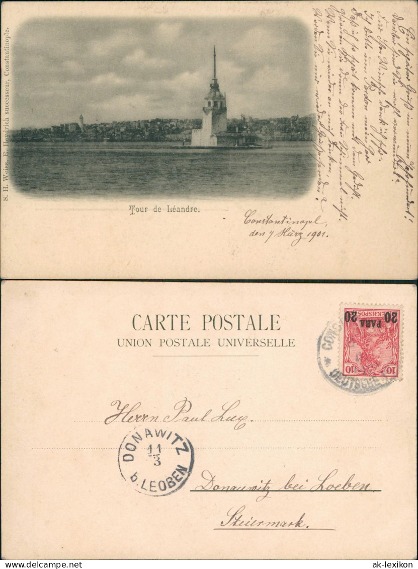 Istanbul Konstantinopel Constantinople Léandre 1906  Gel. Deutsche Post Const. - Turkey