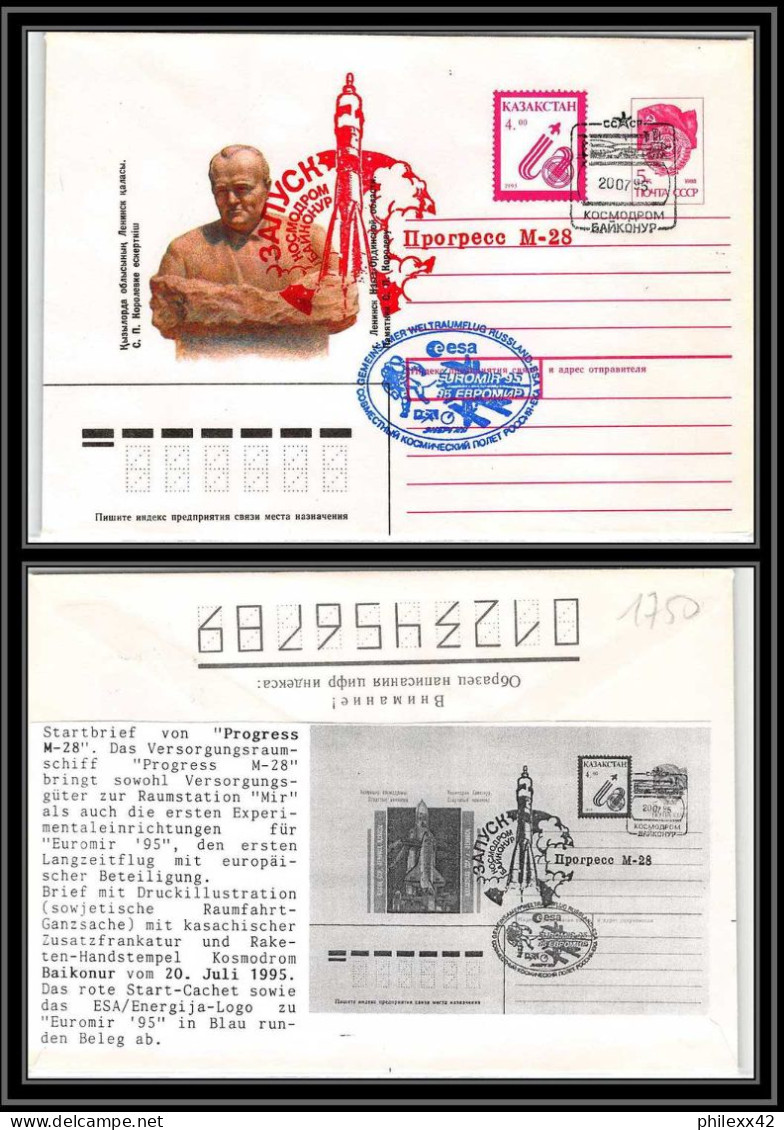 1750 Espace (space) Entier Postal (Stamped Stationery) Kazakhstan 20/7/1995 Module Spectre Progress M 28 Soyuz - Asien