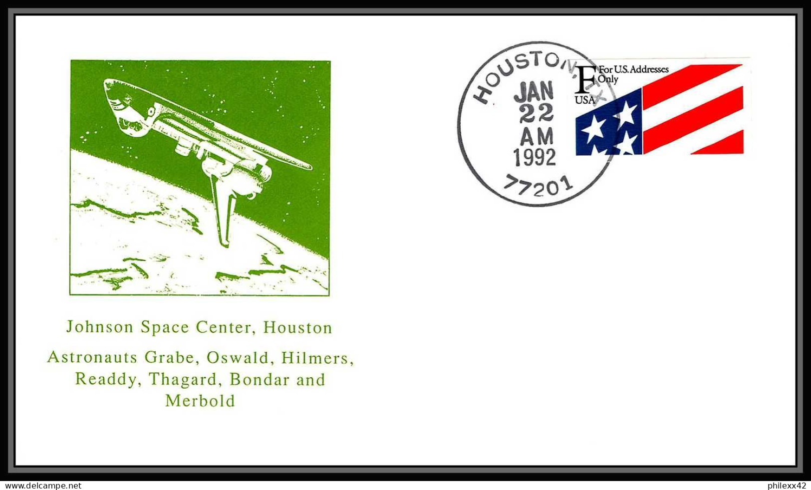 1234 Espace (space Raumfahrt) Lettre (cover Briefe) Atlantis Shuttle (navette) USA 22/1/1992 STS-42 - Etats-Unis