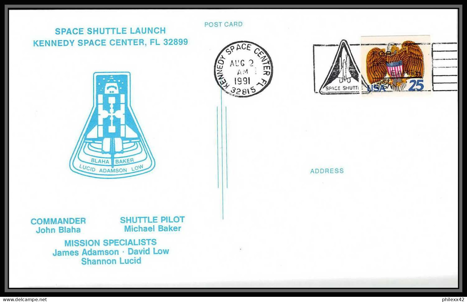 1215 Espace (space Raumfahrt) Lettre (cover Briefe) Atlantis Shuttle (navette) USA 2/8/1991 STS-43 - Etats-Unis