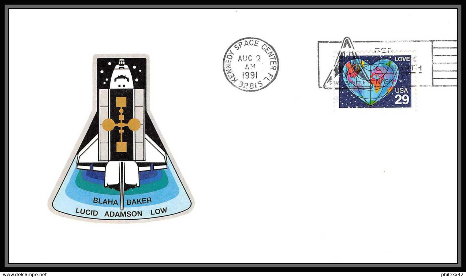 1216 Espace (space Raumfahrt) Lettre (cover Briefe) Atlantis Shuttle (navette) USA 2/8/1991 STS-43 - Etats-Unis