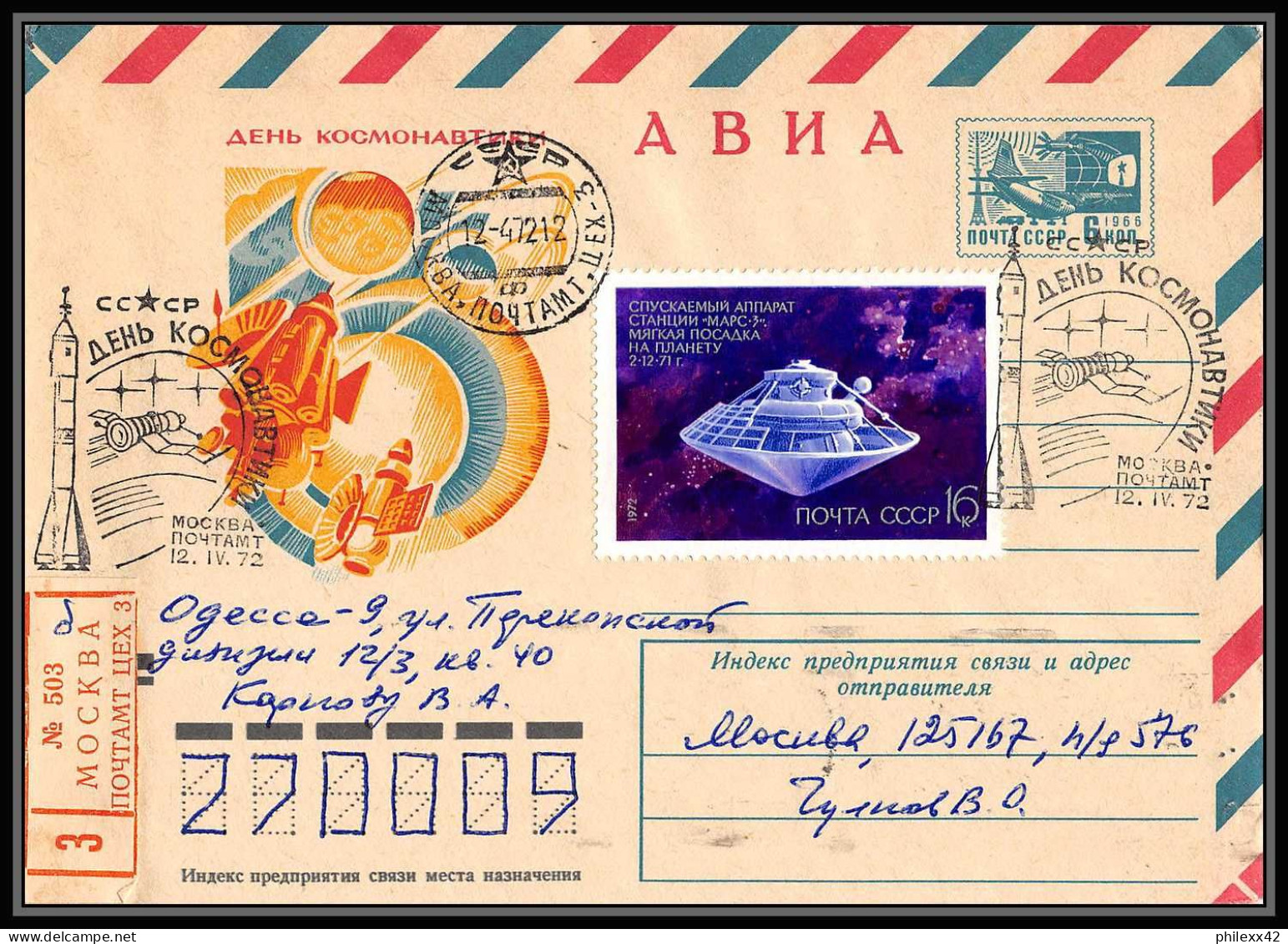 1002 Espace (space) Lot De 6 Lettres Russie (Russia Urss USSR) 12/4/1973 Cosmonautic Day Gagarin - Russie & URSS