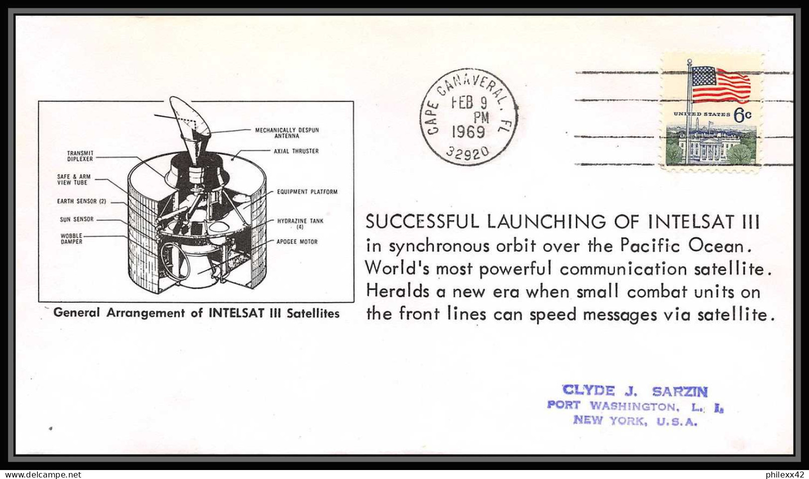 0833 Espace (space Raumfahrt) Lettre (cover Briefe) USA 26/2/1969 Essa 9 Satellite Cuba CAPE CANAVERAL - Etats-Unis