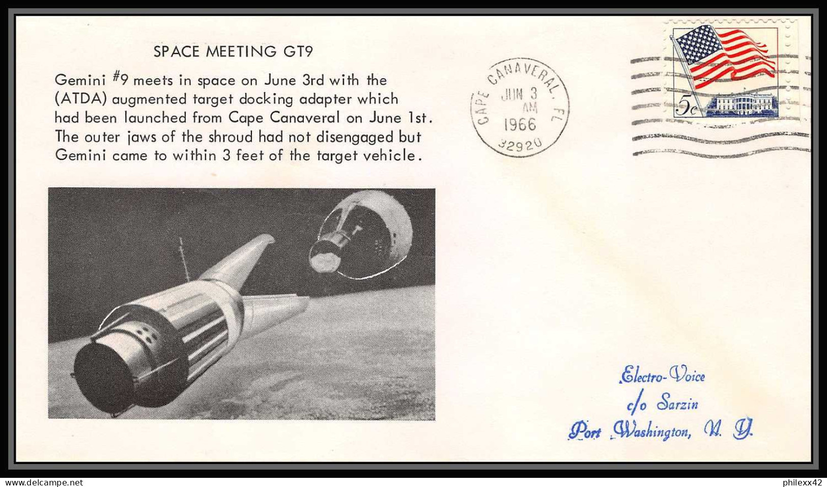 0569 Espace (space Raumfahrt) Lettre (cover Briefe) USA 3/6/1966 SPACE MEETING GT-9 Gemini 9 - Etats-Unis