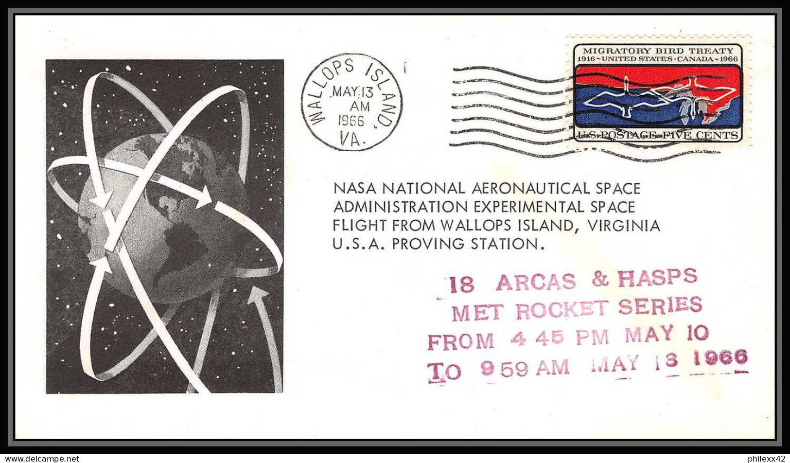 0562 Espace (space Raumfahrt) Lettre (cover Briefe) USA 13/5/1966 Wallops Islands Arcas & Hasps Met Rocket Series - Etats-Unis
