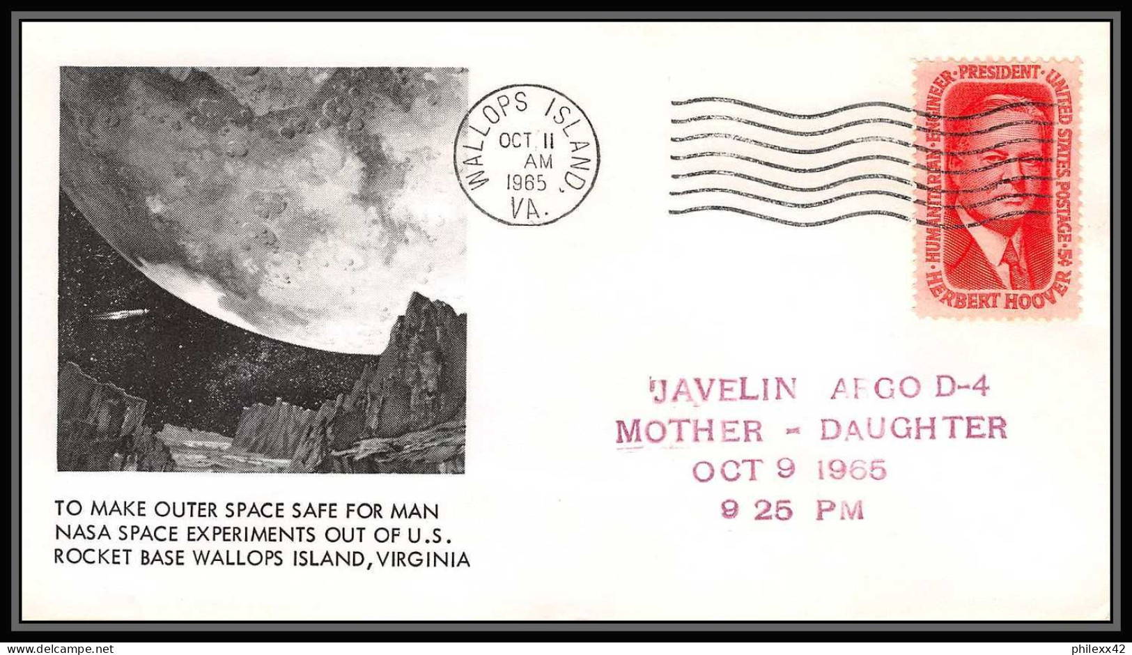 0535 Espace (space Raumfahrt) Lettre (cover Briefe) USA 11/10/1965 Wallops Islands Javelin Argo D-4 Mother Daughter - Etats-Unis