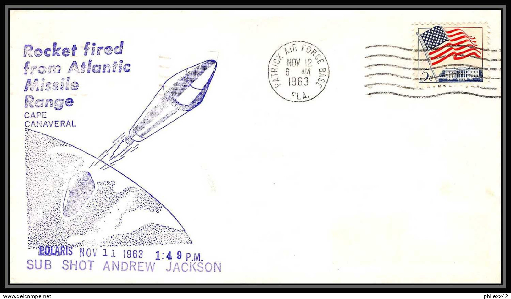 0421 Espace (space Raumfahrt) Lettre (cover Briefe) USA 12/11/1963 ATLANTIC MISSILE Range CAPE CANAVERAL  - Estados Unidos