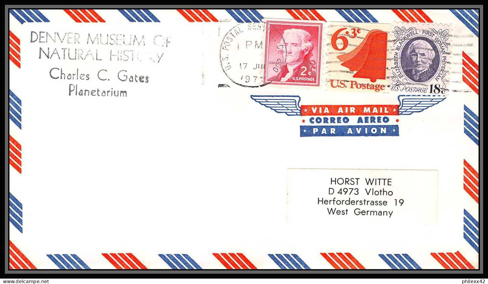 0178/ Espace (space) Lettre (cover) USA 15/7/1975 Apollo Soyuz (soyouz Sojus) Project DENVER CHARLES C GATE PLANETARIUM - Etats-Unis