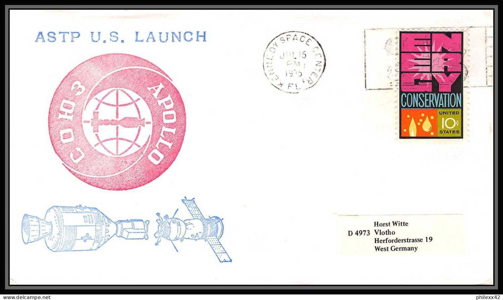 0064/ Espace (space Raumfahrt) Lettre (cover Briefe) USA 15/7/1975 Apollo Soyuz (soyouz Sojus) ASTP US LAUNCH - Stati Uniti