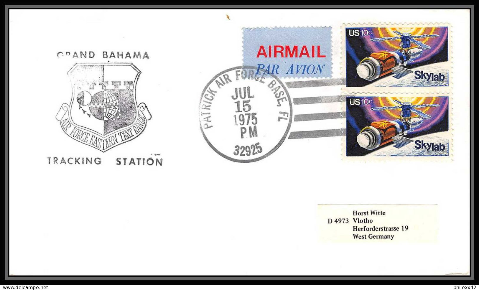 0006/ Espace (space Raumfahrt) Lettre (cover Briefe) USA Skylab 15/7/1975 - GRAND BAHAMA Apollo Program - Stati Uniti