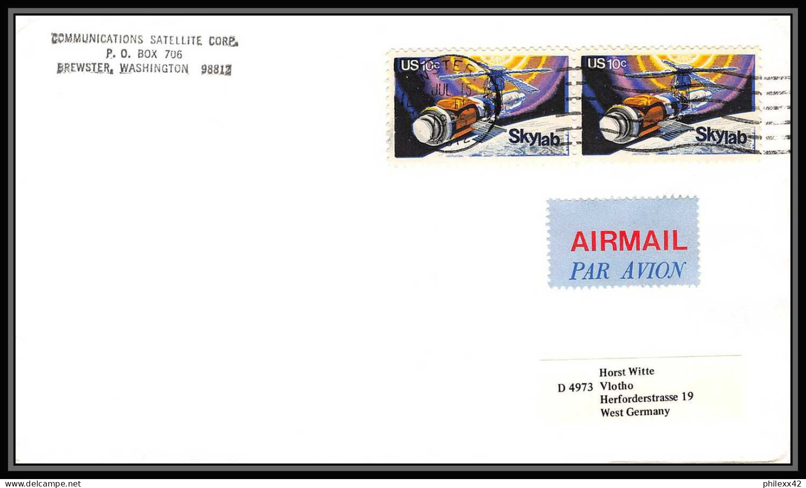 0011/ Espace (space Raumfahrt) Lettre (cover Briefe) USA Skylab 15/7/1975 Brewster Apollo Program Satellite Probe  - United States