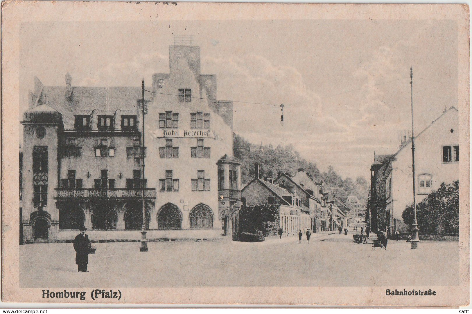 Feldpost-AK Homburg, Bahnhofstraße 1919 - Saarpfalz-Kreis