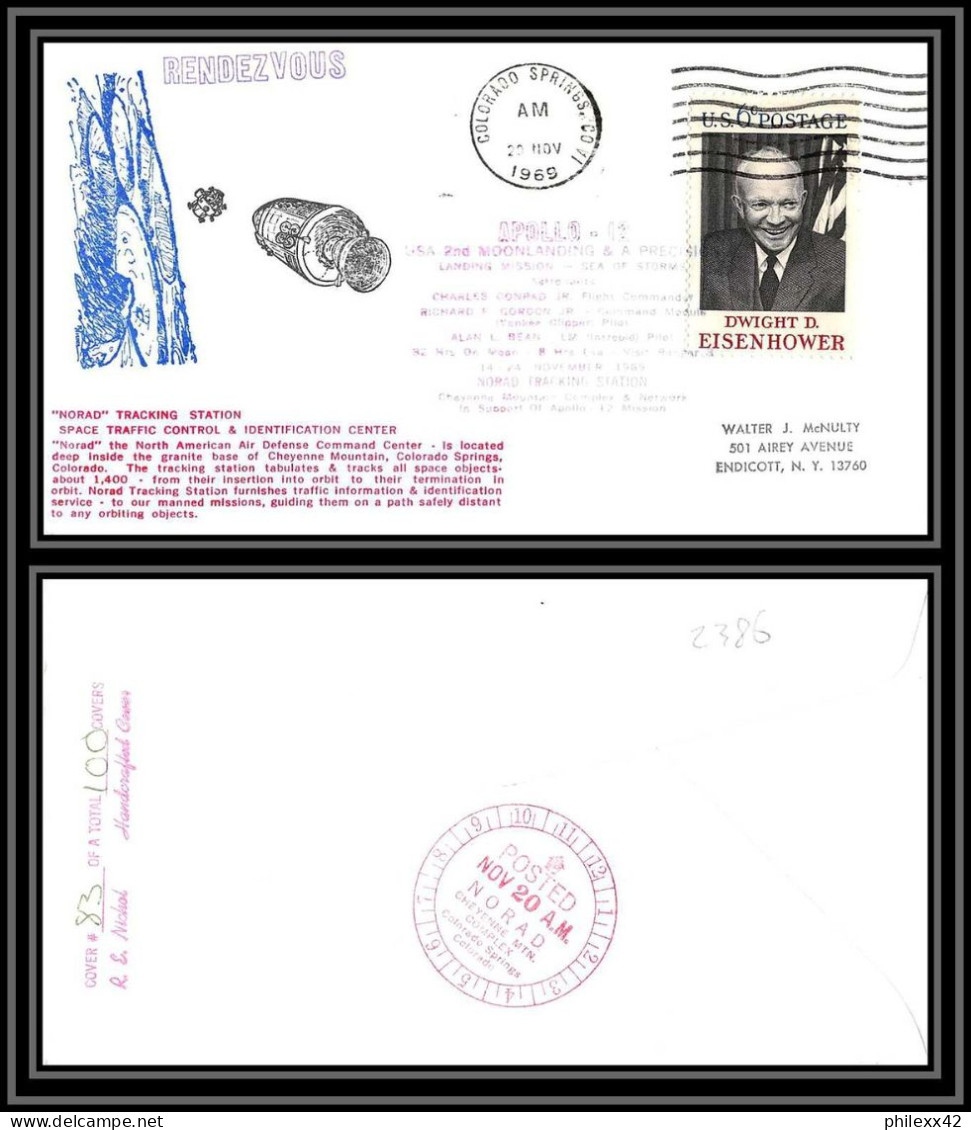 2386 Apollo 12 Rendez Vous Norad Tracking SATURN 5 20/11/1969 Tirage 100 Exemplaires Espace (space) Lettre (cover) USA-  - USA