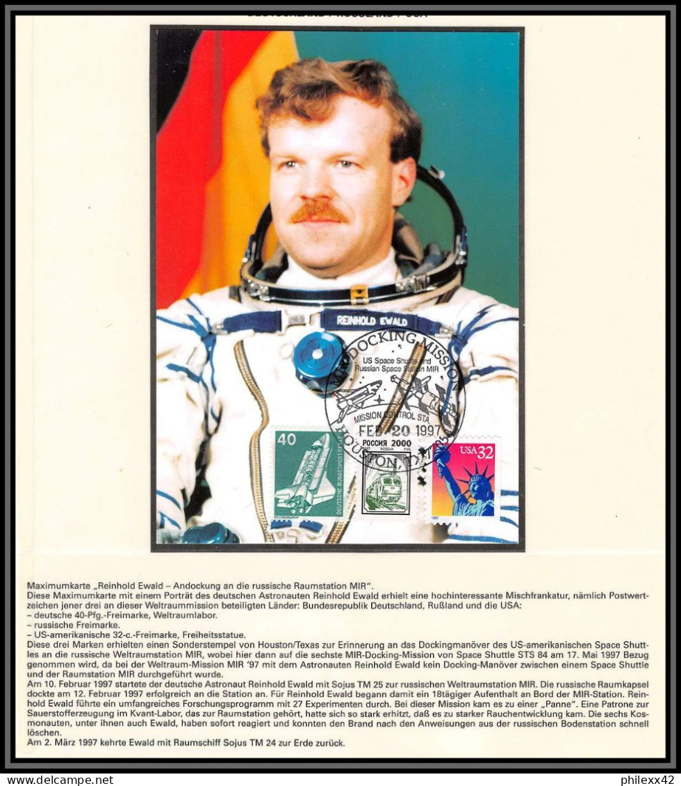2305X Espace (space) Carte Maximum (card) Russie (Russia) Usa Allemagne (bund) Ewald Shuttle (navette) 20/2/1997 - Russie & URSS