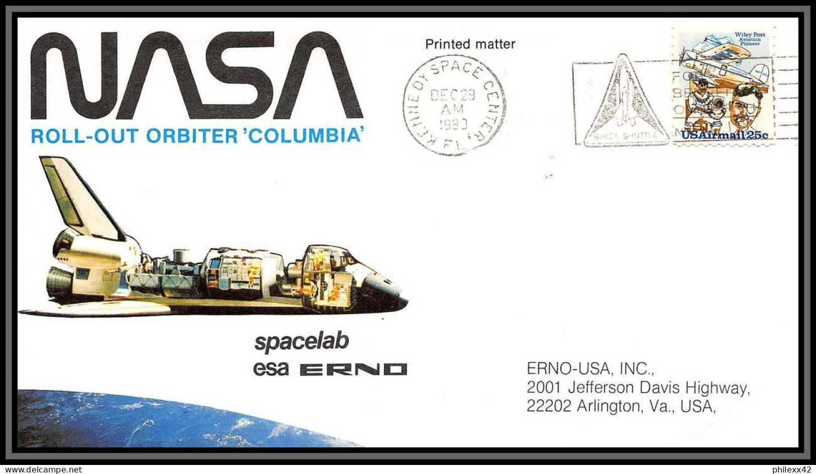 2300 Espace (space Raumfahrt) Lettre Cover USA Roll Out Orbiter 29/12/1980 STS Columbia (OV 102) CONSTRUCTION & TESTS - Etats-Unis