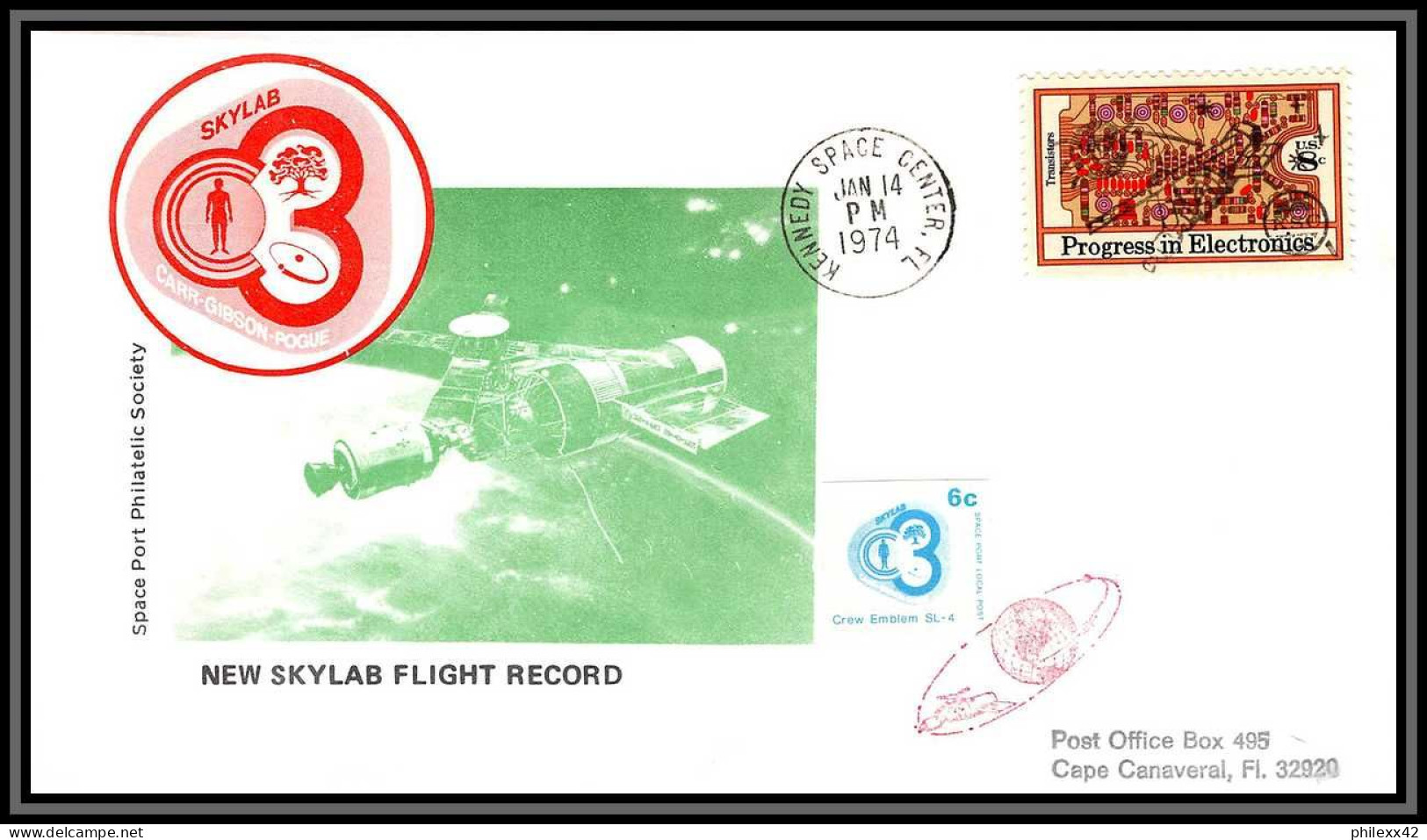 2260 Espace (space Raumfahrt) Lettre (cover Briefe) USA Skylab 4 SL 4 New Flight Record 14/1/1974 - Estados Unidos
