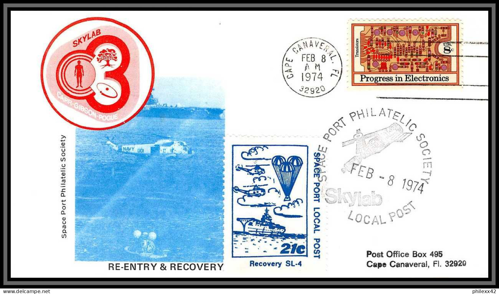 2261 Espace (space Raumfahrt) Lettre (cover Briefe) USA Skylab 4 SL 4 Landing Re Entry And Recovery 8/2/1974 - United States
