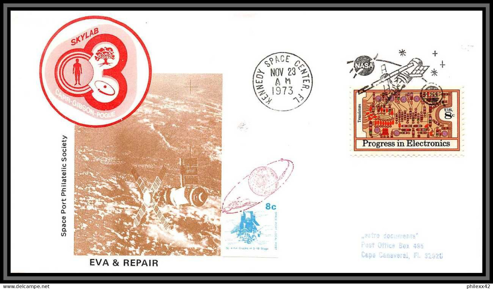 2256 Espace (space Raumfahrt) Lettre (cover Briefe) USA Skylab 4 SL 4 Eva & Repair 23/11/1973 - United States