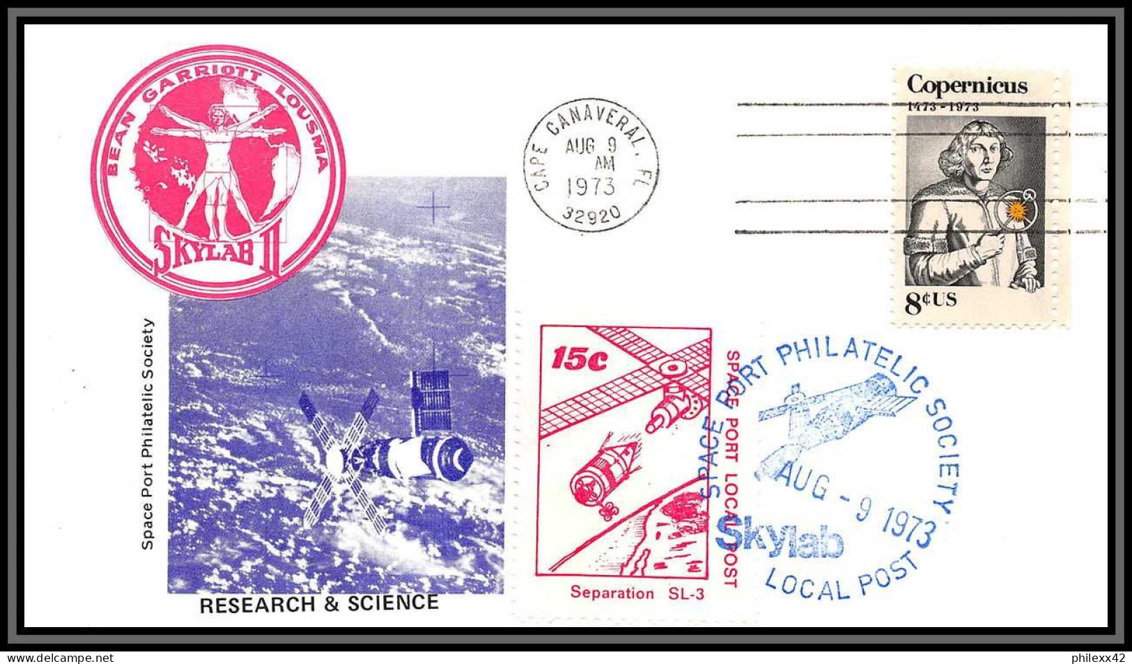 2243 Espace Space Lettre (cover Briefe) USA Skylab 3 Sl-3 Research An Science 9/8/1973 Copernicus Copernic Copernico - Etats-Unis