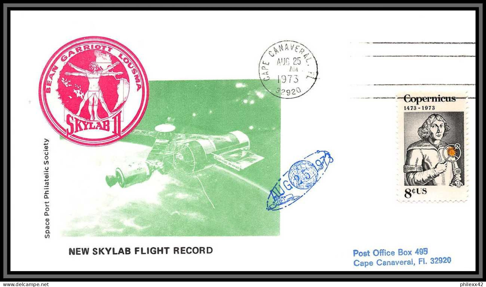 2245 Espace Space Lettre (cover Briefe) USA Skylab 3 Sl-3 Flight Record 24/8/1973 Copernicus Copernic Copernico - Etats-Unis